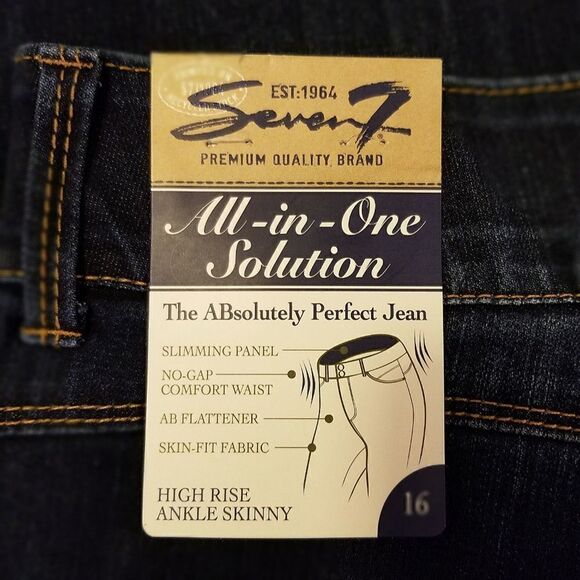 Seven7 All-In-One Solution High Rise Ankle Skinny Blue Jeans - Picture 5 of 9